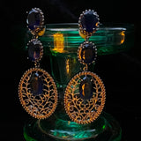 HOLLOW DARK BLUE CZECH DIAMOND EARRINGS_CWAJE1115