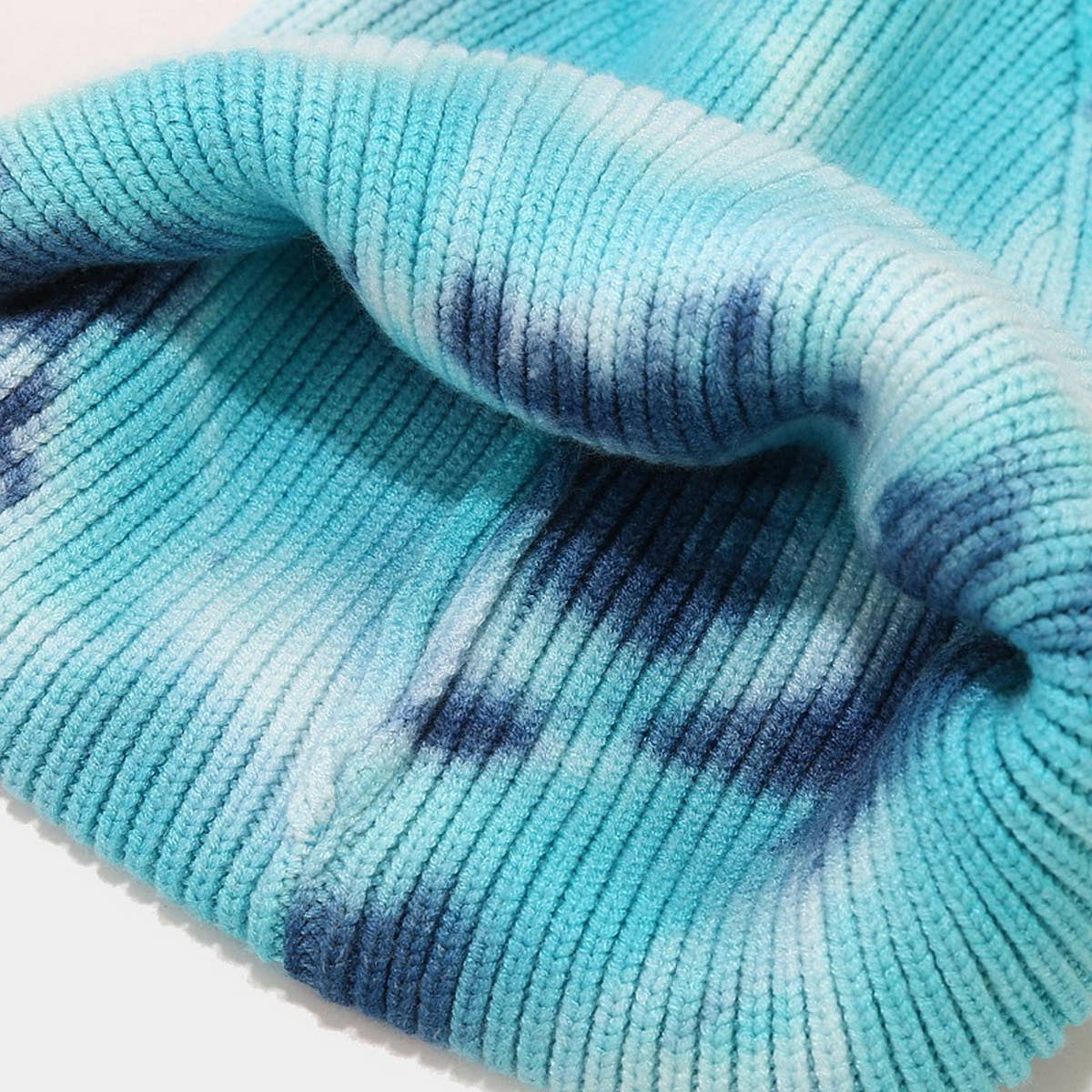 OUTDOOR WARM CURLED EDGE TIE DYE KNITTED HAT_CWAH1593