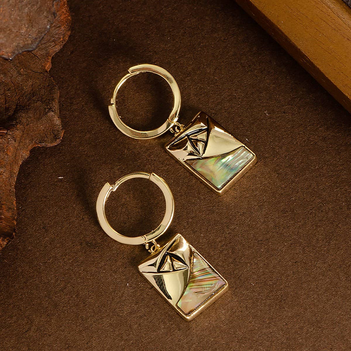 GEOMETRIC RECTANGULAR ABALONE DROP EARRINGS_CWMM4327