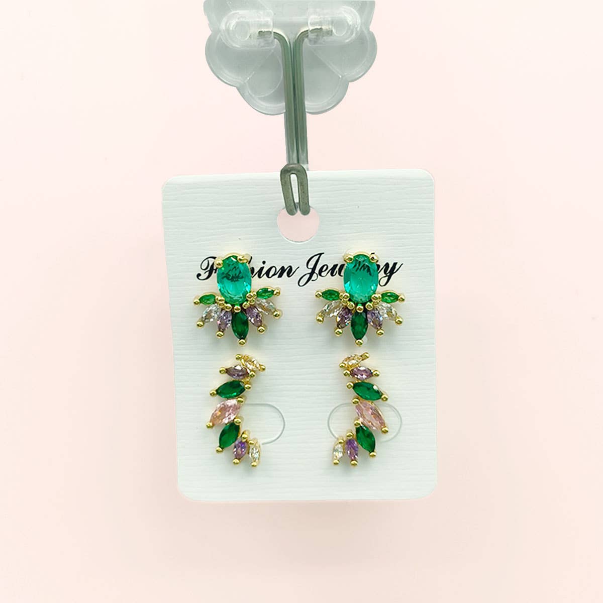 RETRO PERSONALIZED COLORED ZIRCON EARRINGS_CWAJE1001