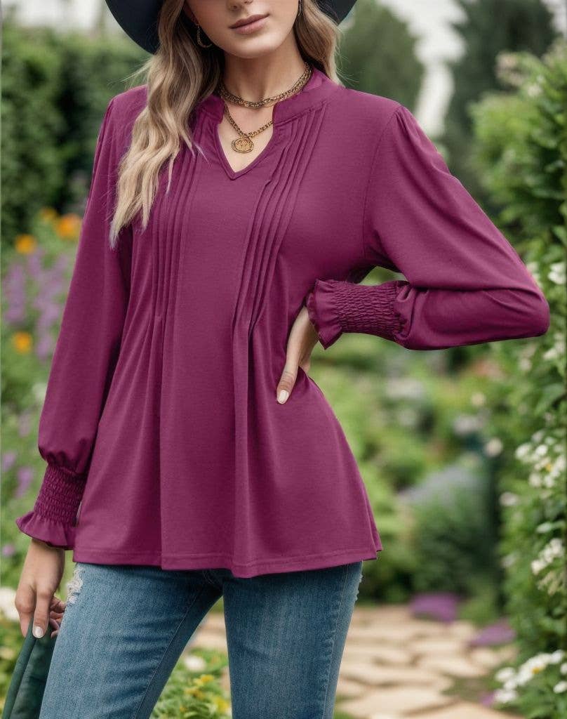 Womens Pull-Up Sleeve V-Neck T-Shirt
