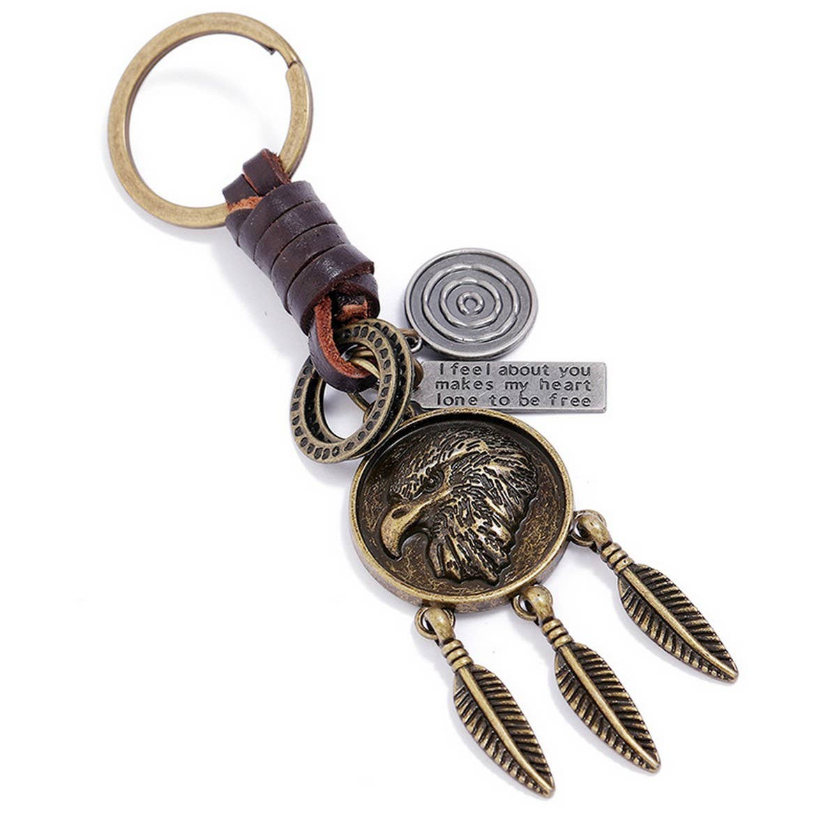 SIMPLE EAGLE PENDANT RETRO CAR LEATHER KEYCHAIN_CWMM4710