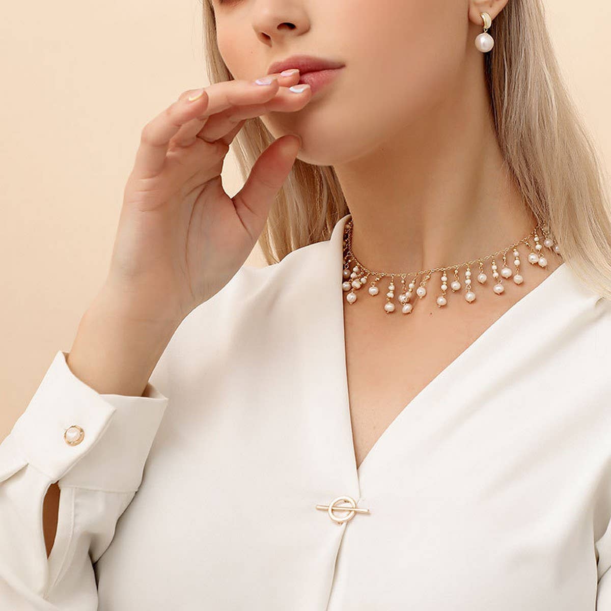 Womens All-Match High-End Pearl Necklace