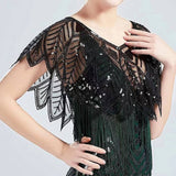 BEADED SEQUIN CAPELET VINTAGE EVENING WRAP_CWMM8957