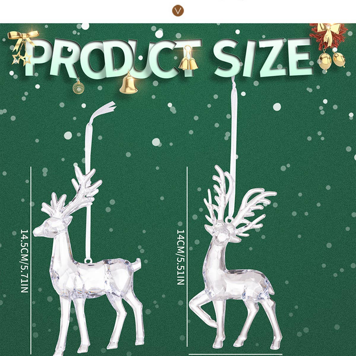 Cwmm10192_Clear Acrylic Reindeer Christmas Tree Ornaments