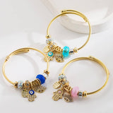 ADJUSTABLE EVIL EYE BRACELET WITH LETTER CHARM_CWMM8568