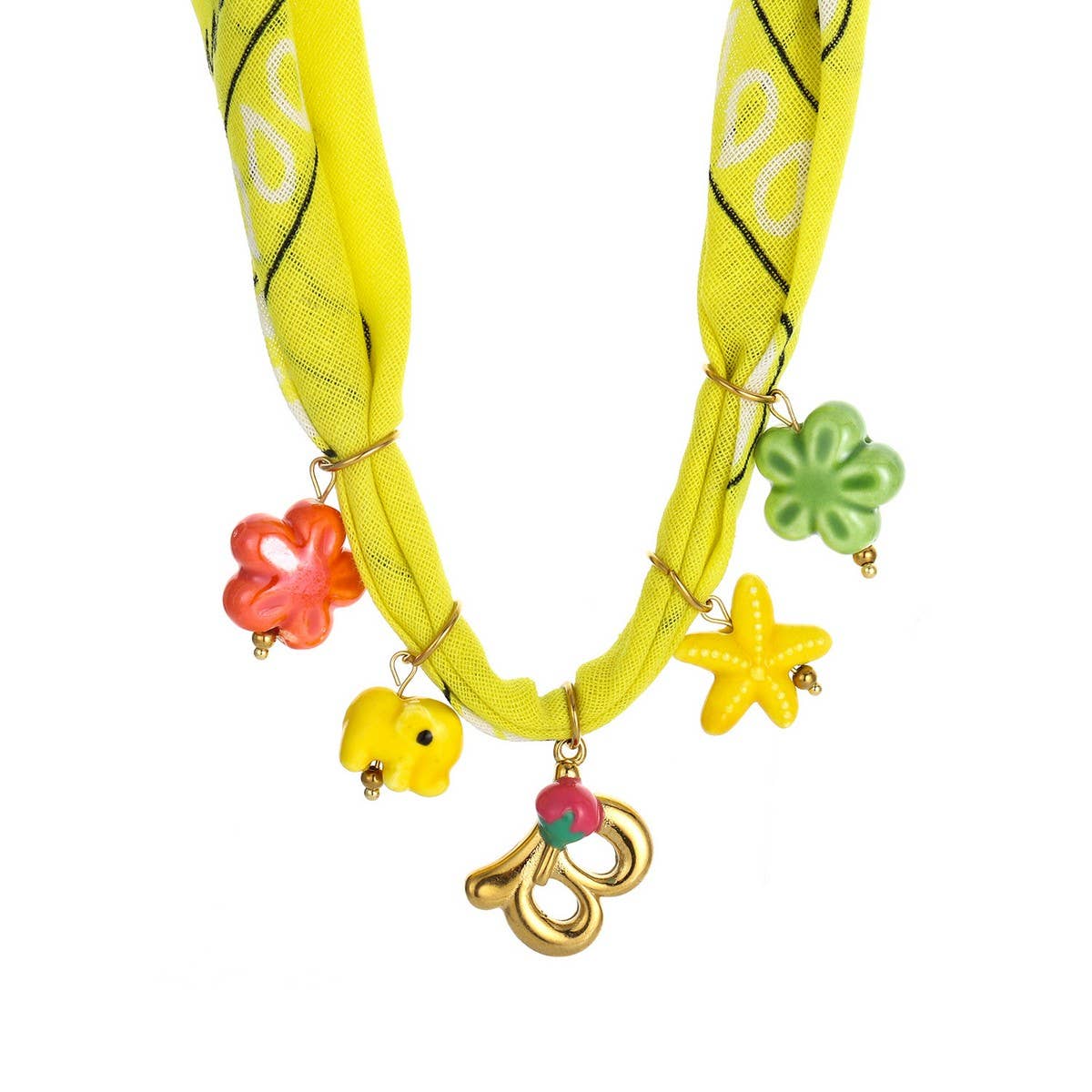 COLORFUL SCARF NECKLACE WITH FRUIT CHARMS_CWMM8801