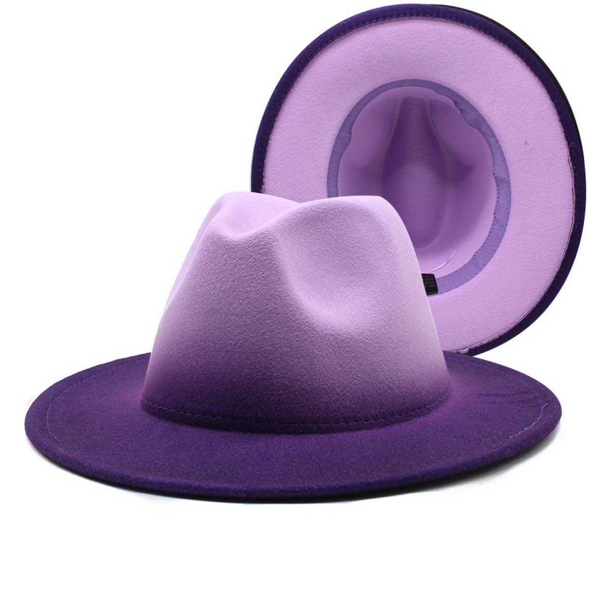 Women Gradient Two-Color Thick Wool Felt Hat_Cwah0816