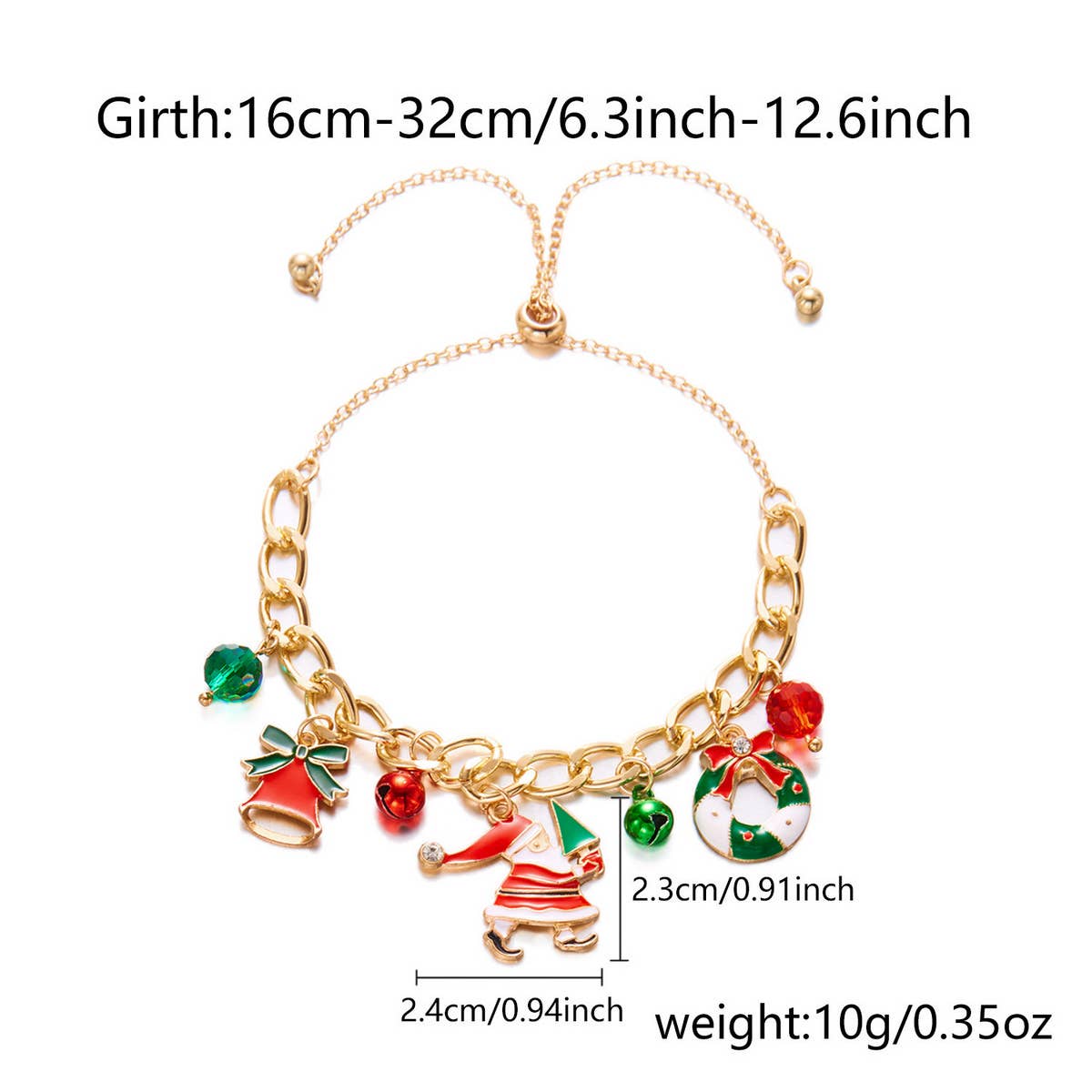 CHRISTMAS BELL WREATH PULL OUT BRACELET_CWAJE2392