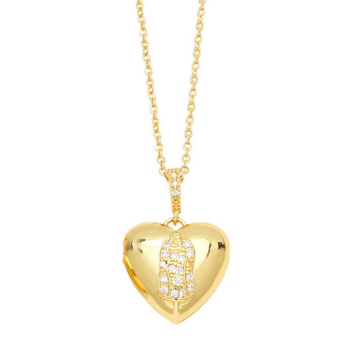 GOLD HEART SHAPED PENDANT NECKLACE_CWAJE0918