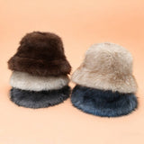 Two Tone Fuzzy Bucket Hat Women Winter_Cwah04648