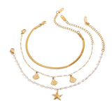 PEARL STARFISH PENDANT NECKLACE 18K GOLD STEEL_CWAJE4691