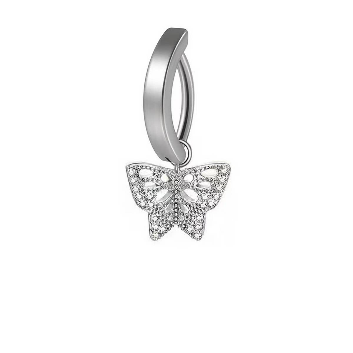 MINIMAL CURVED BUTTERFLY STAR BELLY BUTTON RING_CWMM9466