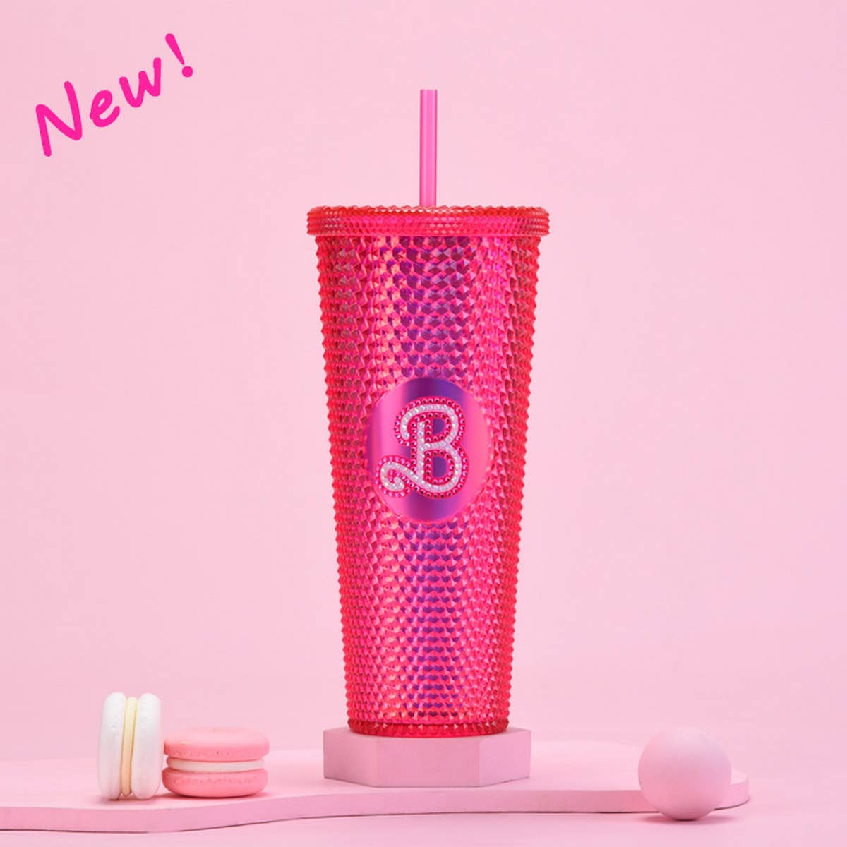 DOUBLE LAYER PORTABLE PLASTIC STRAW DIAMOND CUP_CWMM0978