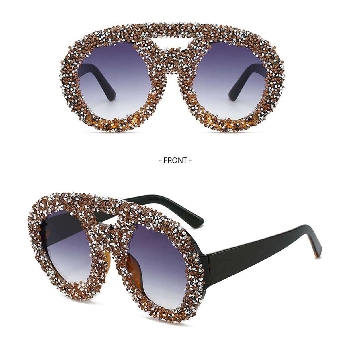 DOUBLE BEAM LARGE FRAME ROUND SUNGLASSES_CWASG0853