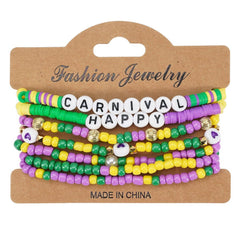 Cwaje05696_Mardi Gras Carnival Heart Beaded Party Bracelet