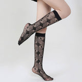 Women Fishnet Knee Stockings Hollow Out Calf Socks_Cwms0231