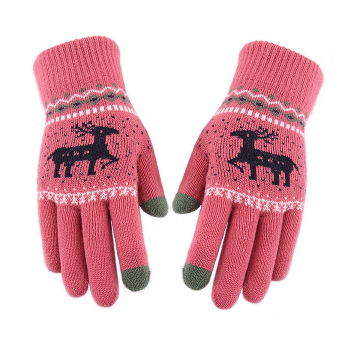 NEW JACQUARD DOUBLE LAYER DEER TOUCH SCREEN GLOVES_CWAG0239
