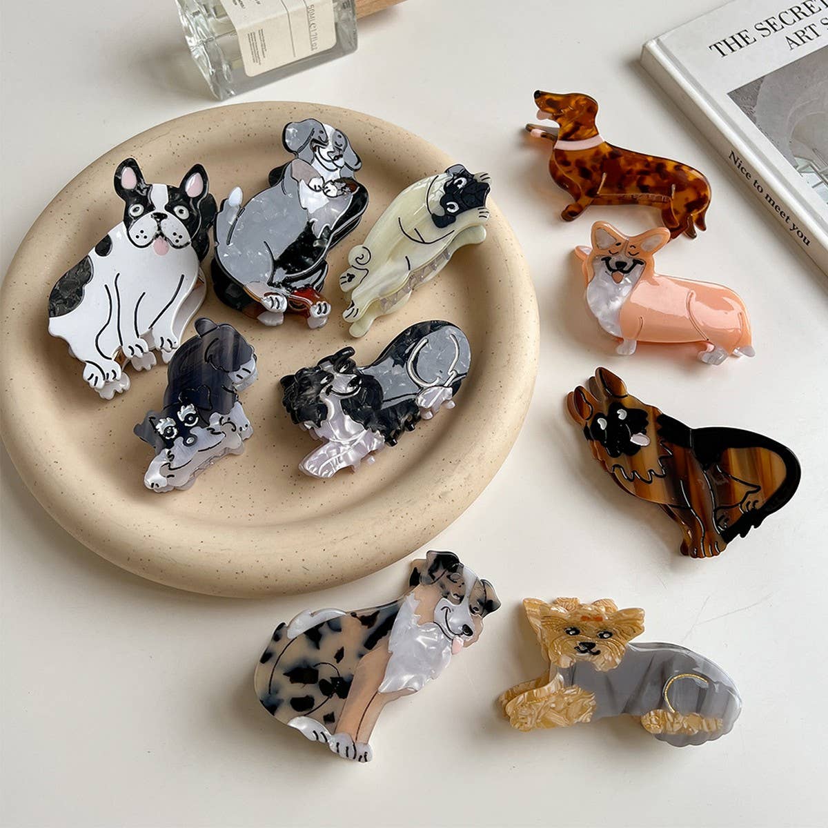 Cartoon Dog Acetate Hair Claw Clip For Girls_Cwaha5780