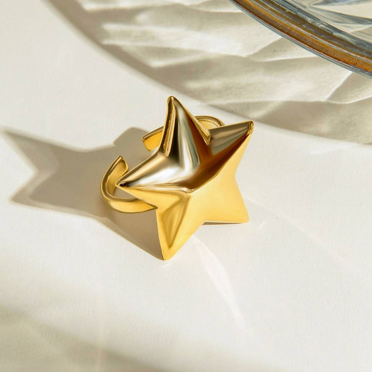 SIMPLE AND HIGH END FIVE POINTED STAR OPEN RING_CWAJE1879