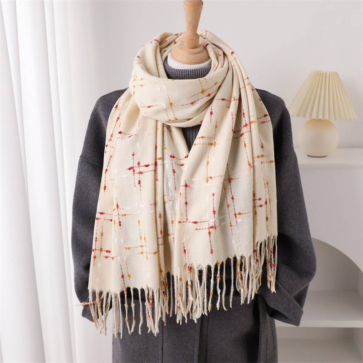 LIGHTWEIGHT KOREAN STYLE FRINGE WINTER SCARF WRAP_CWASC2780