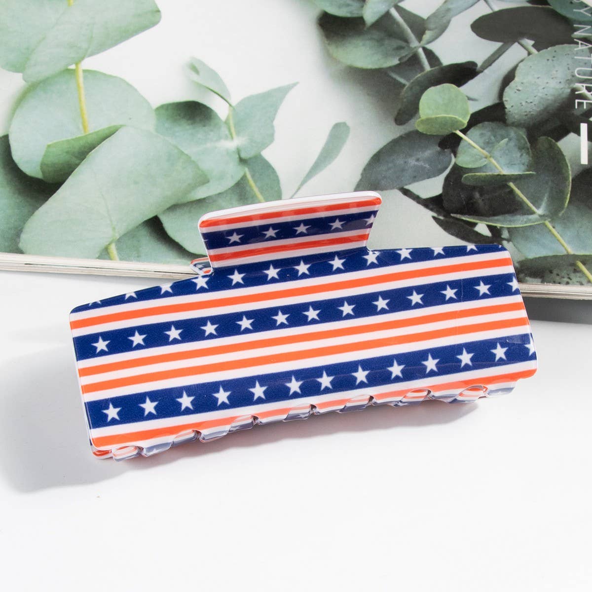 Cwaha5137_4Th Of July Flag Stylish Rectangular Hair Clip