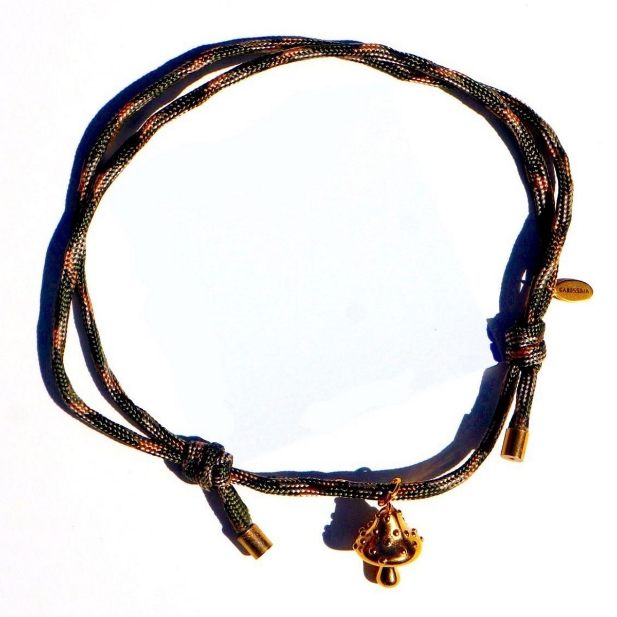 18K GOLD MUSHROOM NECKLACE ZIRCON INLAID CHARM_CWAJE4972