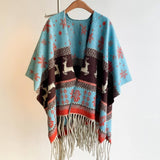 Double-Sided Thickshawl Xmas Reindeer Snowflake_Cwocasl00070