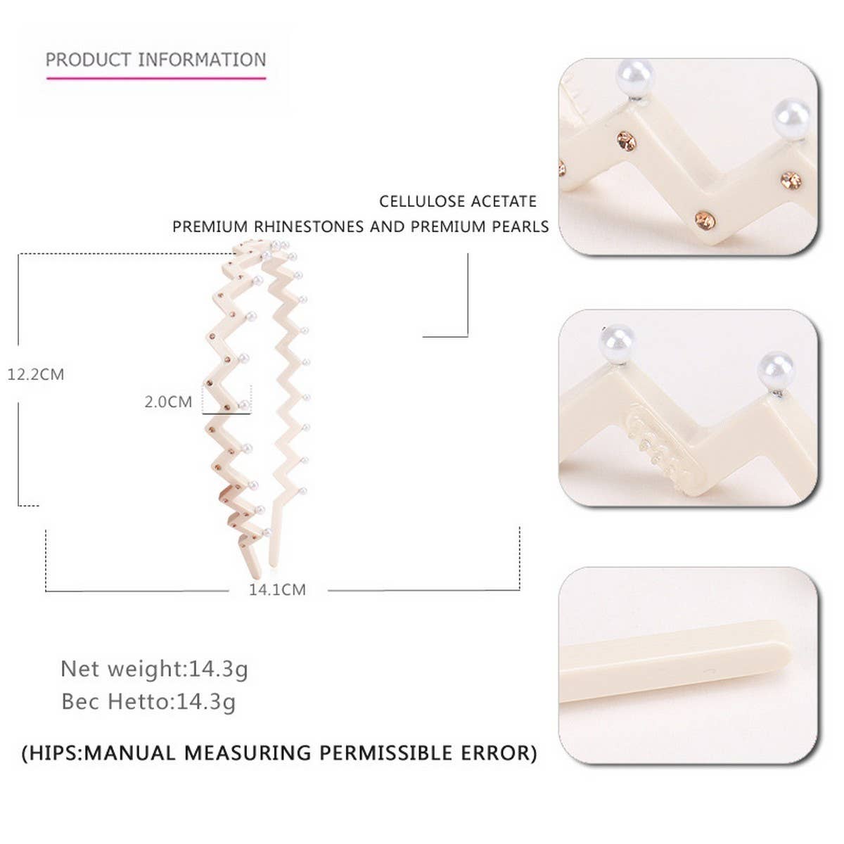 Wave Diamond Studded Headband Hair Clip