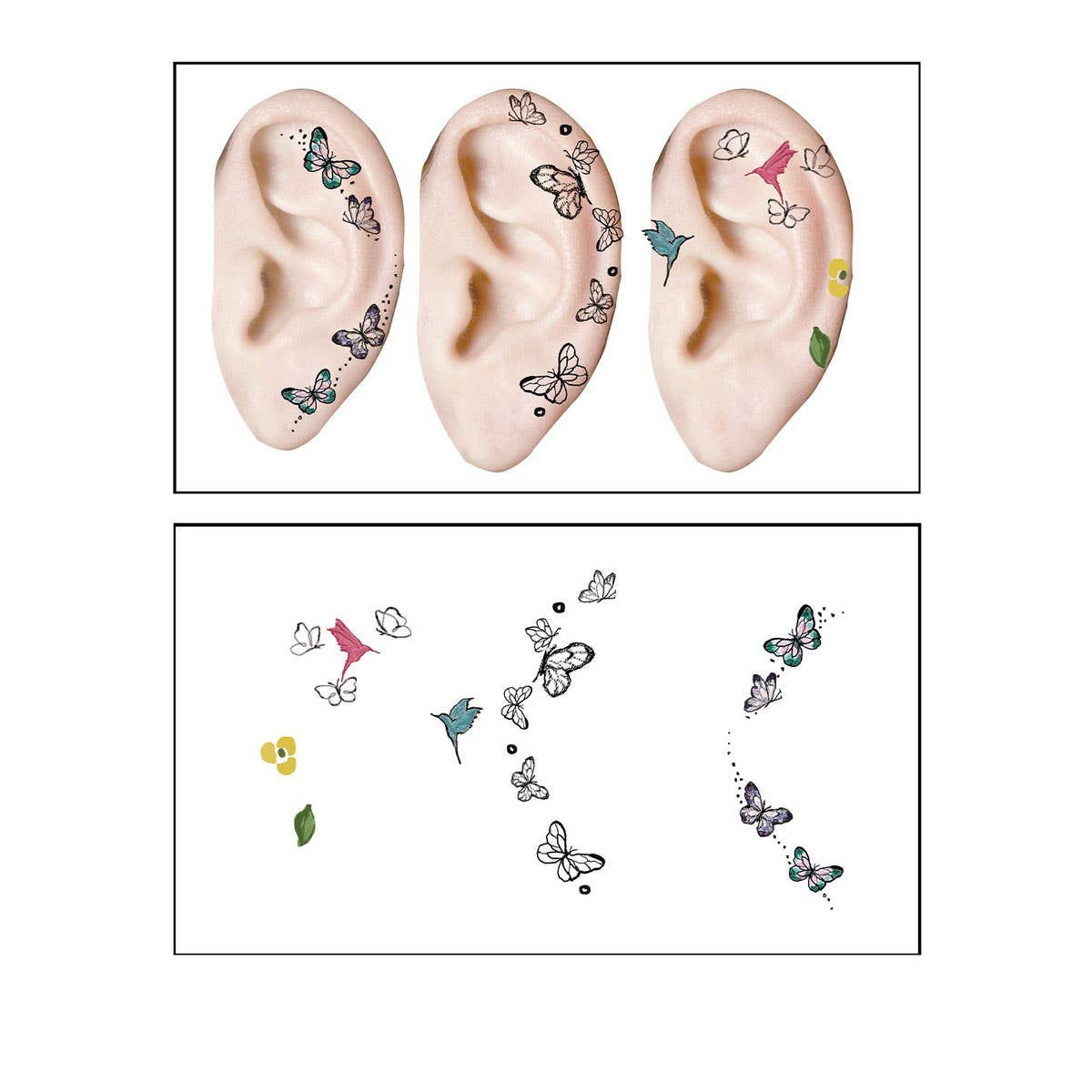 Waterproof Ear Tattoos Cute Cartoon Set_Cwmm8395