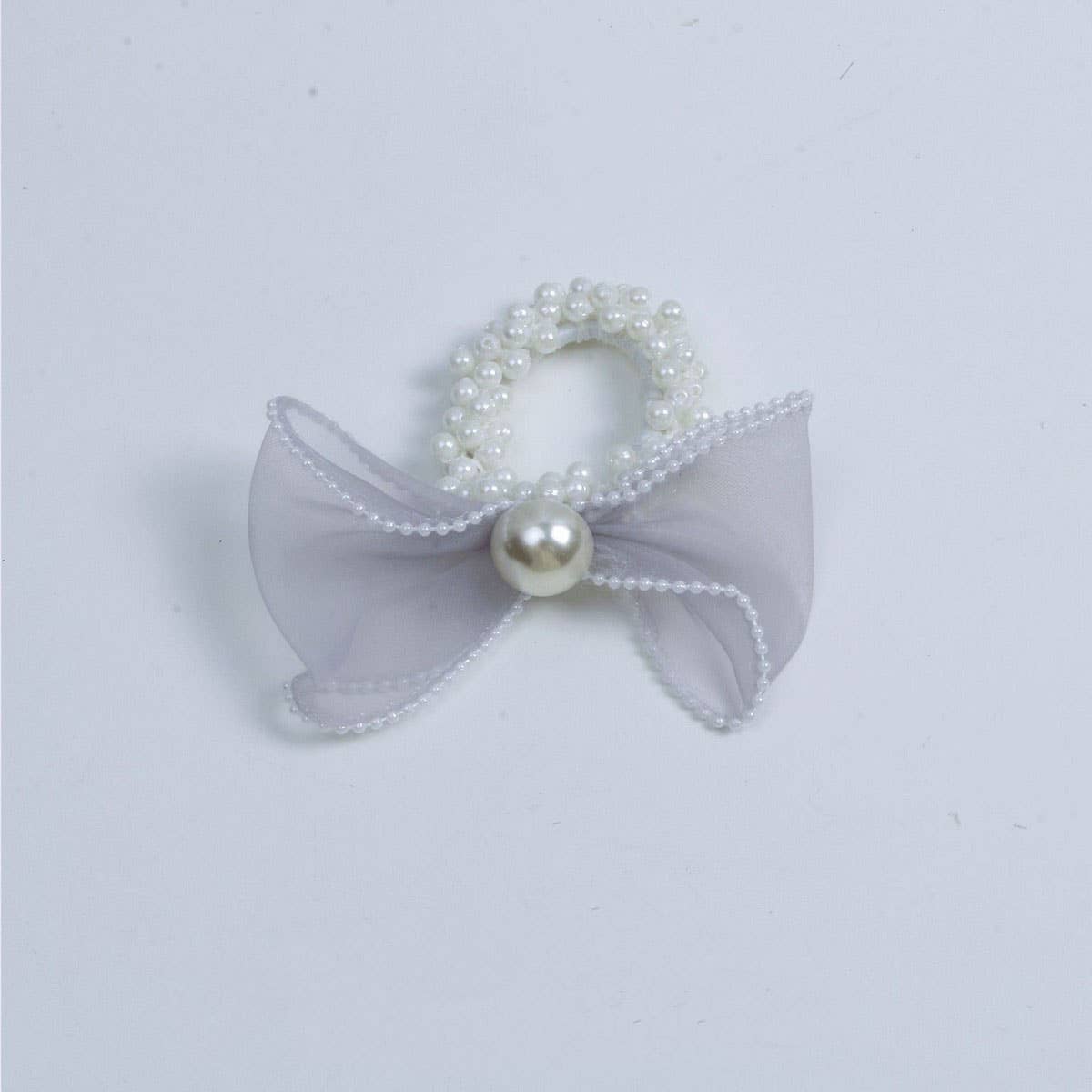 ELEGANT ORGANZA BOW PEARL HAIR TIE FOR WOMEN_CWAHA6885