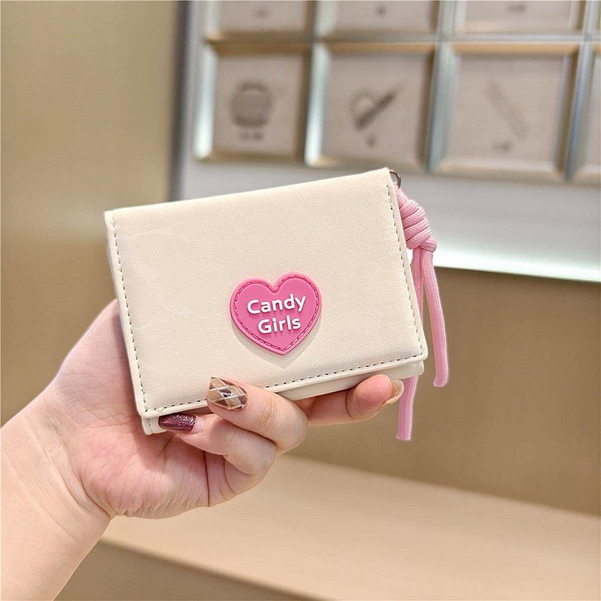 New Velvet Heart Letter Mini 3-Fold Wallet_Cwab06244
