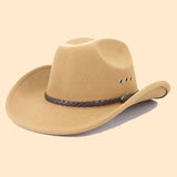 Western Cowboy Wool Felt Hat Wide Brim Jazz Hat_Cwah0677