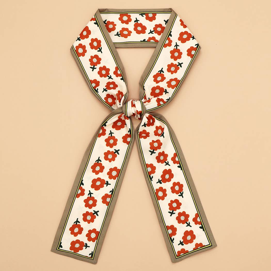 FLORAL LETTER PRINT SCARF HEADBAND BAG STRAP_CWASC0061