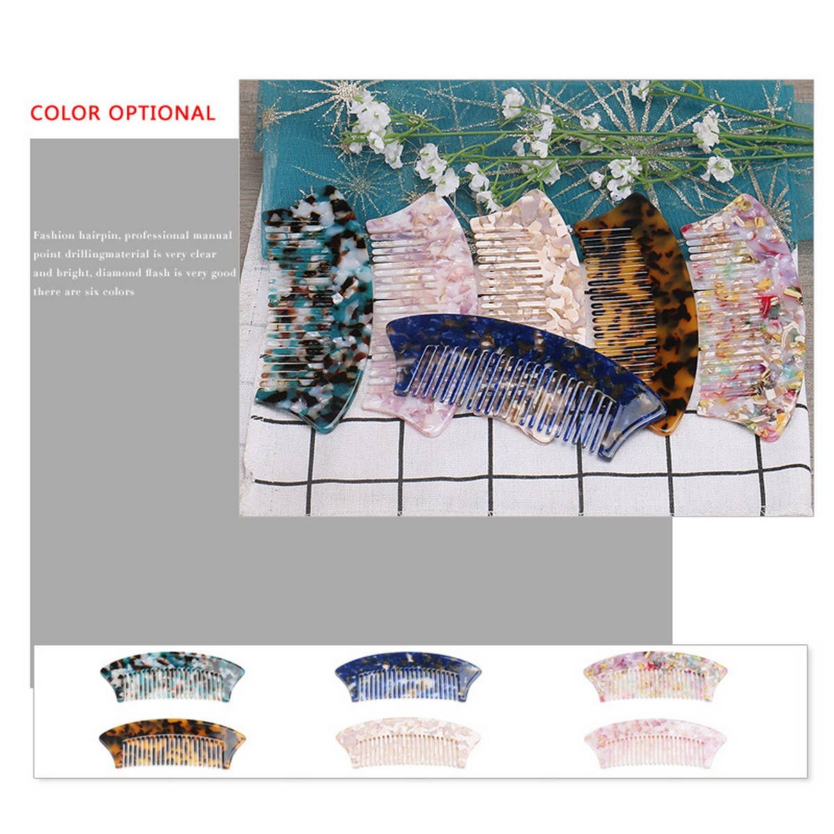 ACETATE SHEET SEMI CIRCULAR 4MM ANTI TANGLE COMB_CWAHA4183