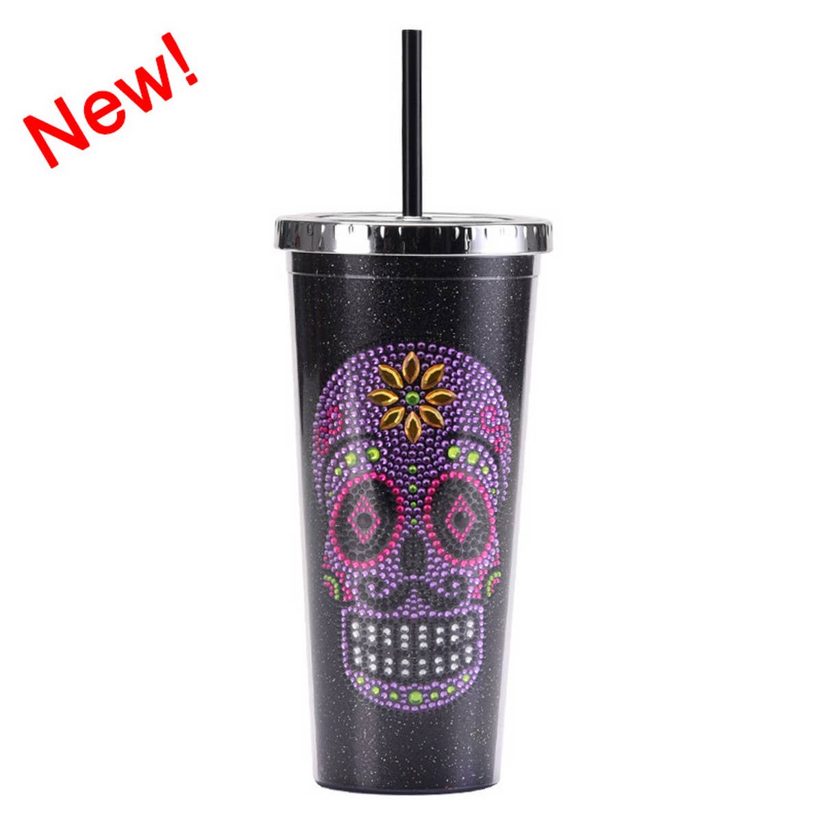 DOUBLE LAYER STRAW SKULL WATER CUP_CWMM0983