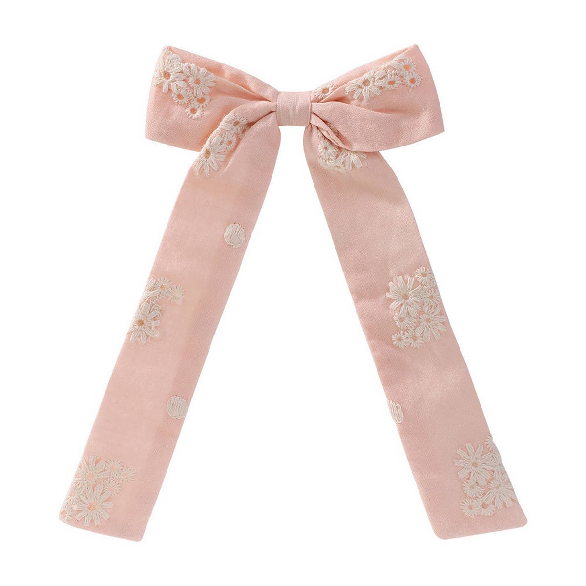 Childrens Ribbon Bow Embroidered Hairpin