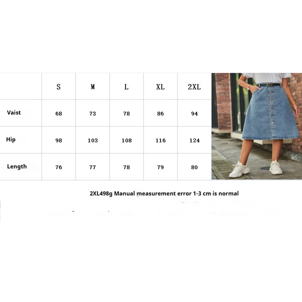 Washed Denim Button Front Skirt For Women Slim_Cwjsk0202