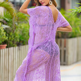 SEXY HOLLOW V NECK LACE SWIMSUIT COVER UP_CWMW0682