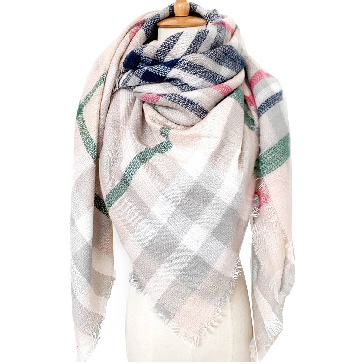 SOFT CHUNKY CHECKED GIANT SCARVES SHAWL CAPE_CWASC0107