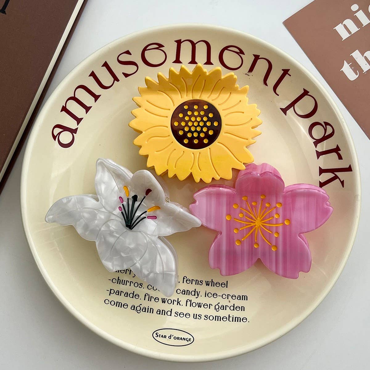 DAISY ACETATE HAIR CLAW SWEET SUNFLOWER BUN CLIP_CWAHA5966