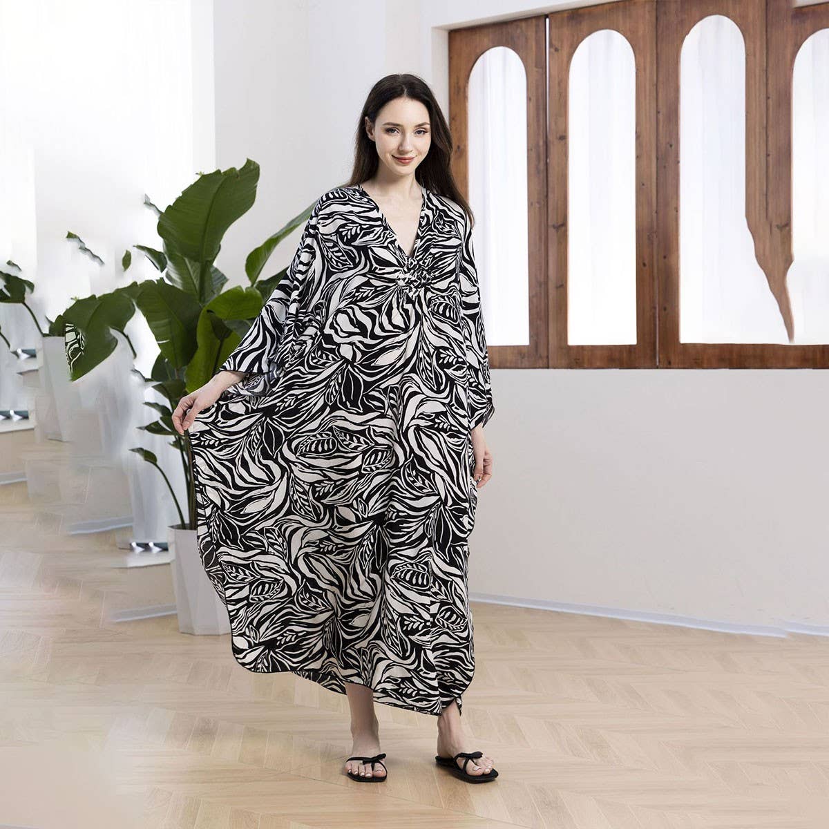 PLUS SIZE COTTON WOVEN BEACH COVER UP RESORT DRESS_CWMM6141