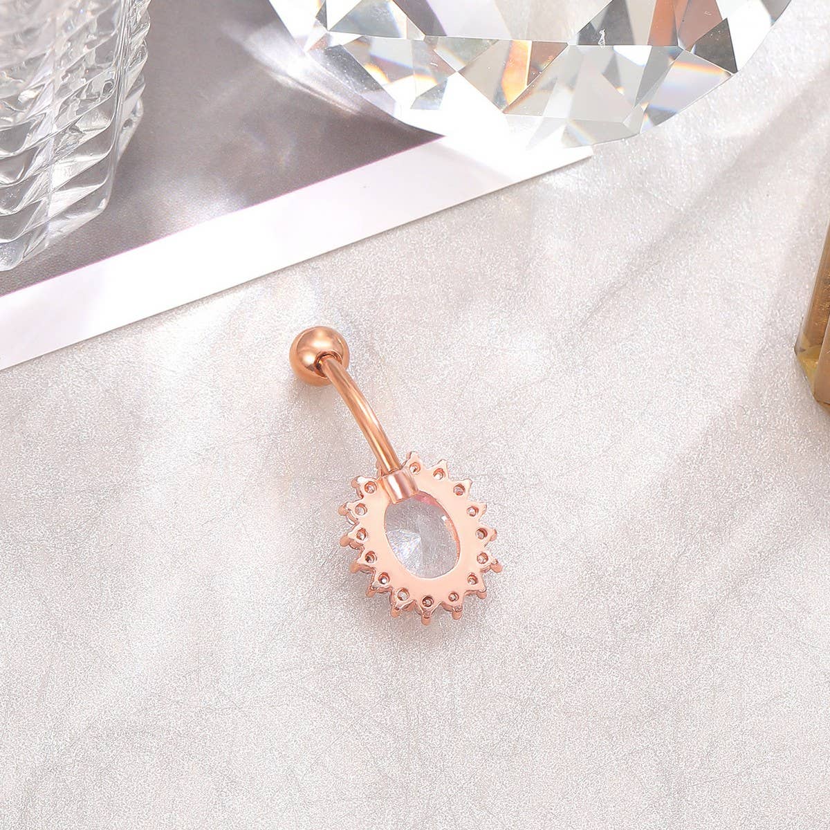 COPPER SUNFLOWER GEAR CZ BELLY RING FOR WOMEN_CWMM9330