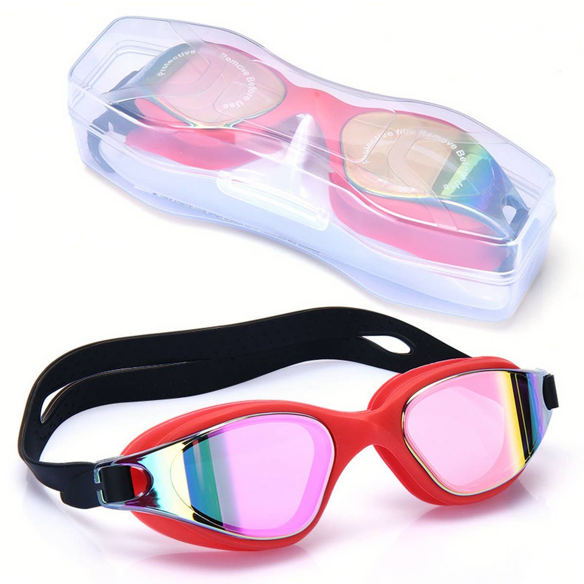 SILICONE ONE PIECE SWIM GOGGLES HD ANTI FOG LENS_CWASG1042