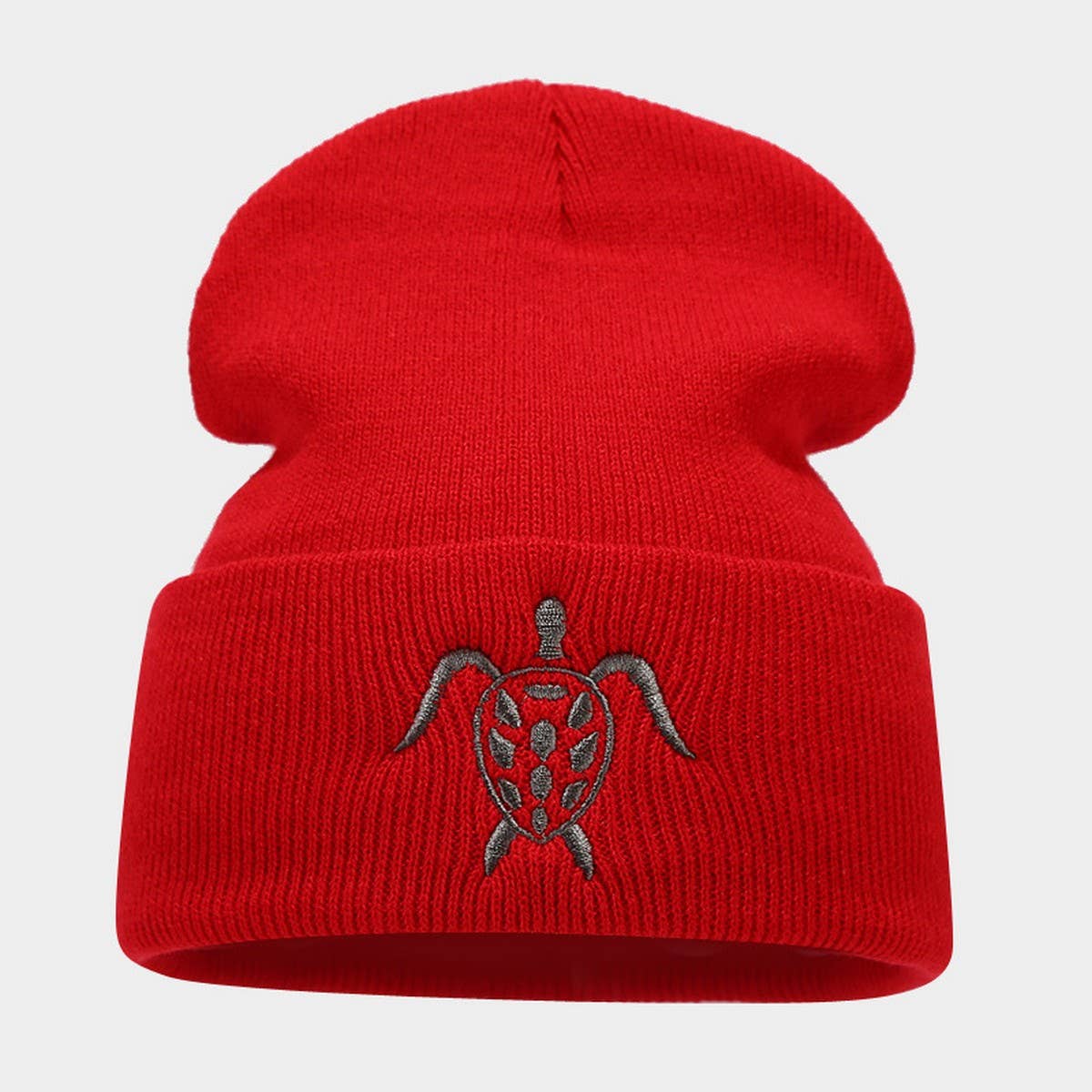 Turtle Embroidery Knitted Hat Outdoor Warm Beanie_Cwah2091
