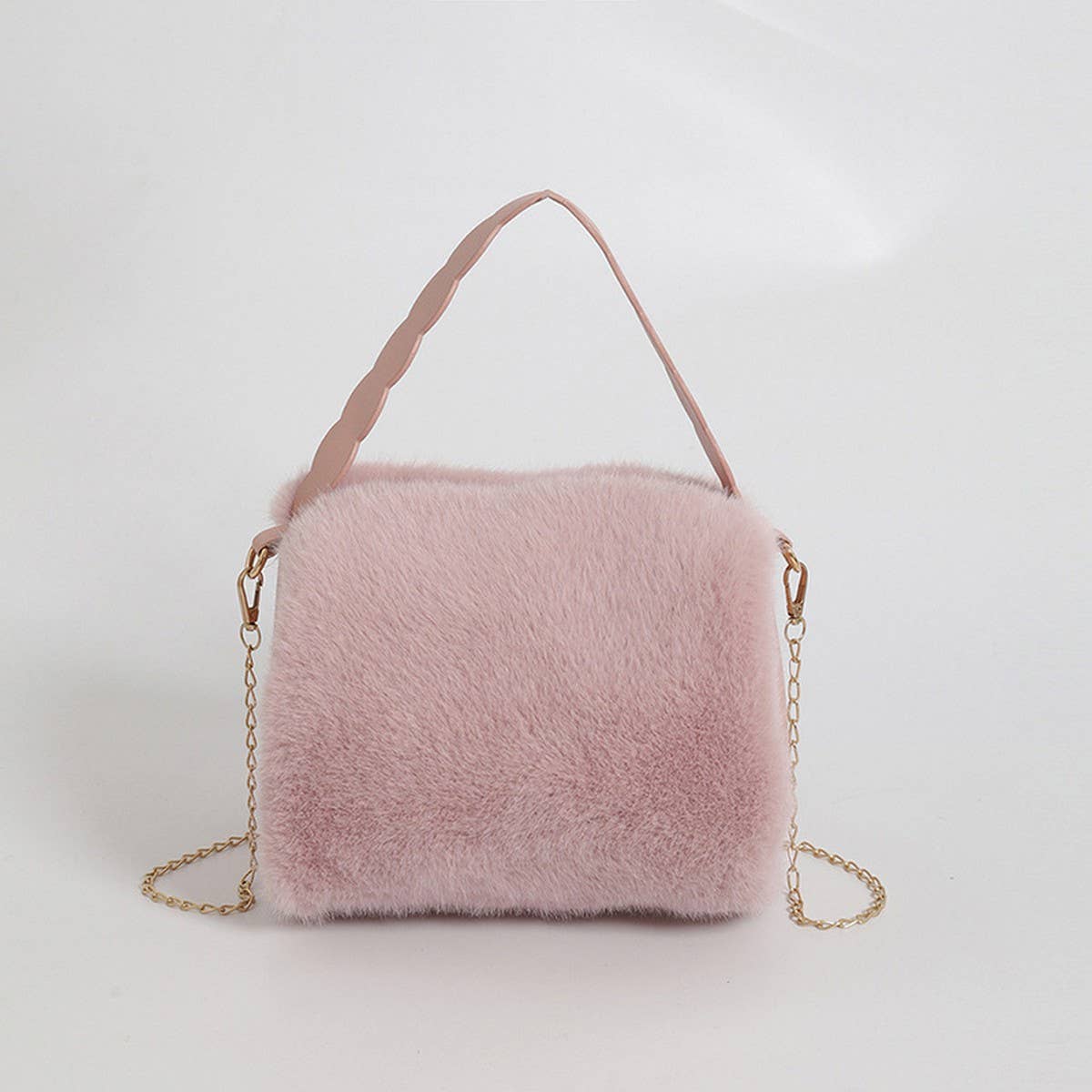 PLUSH TOTE HANDBAG SOFT CHAIN SHOULDER BAG_CUAB00582