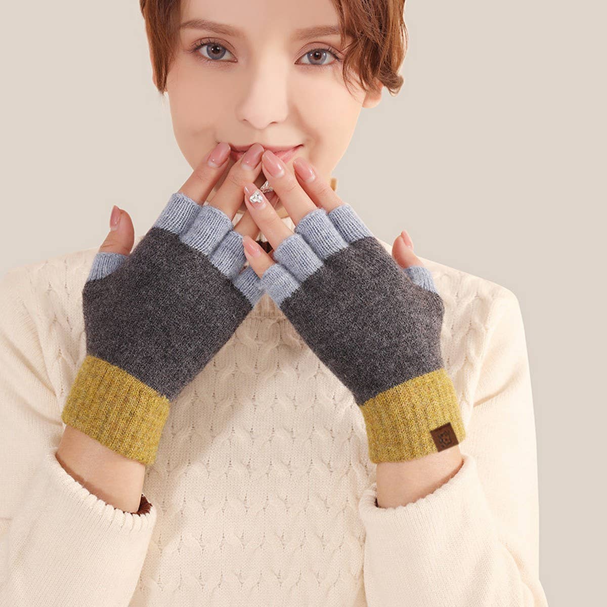 Winter Fingerless Knitted Warm Touchscreen Gloves_Cwmm2881