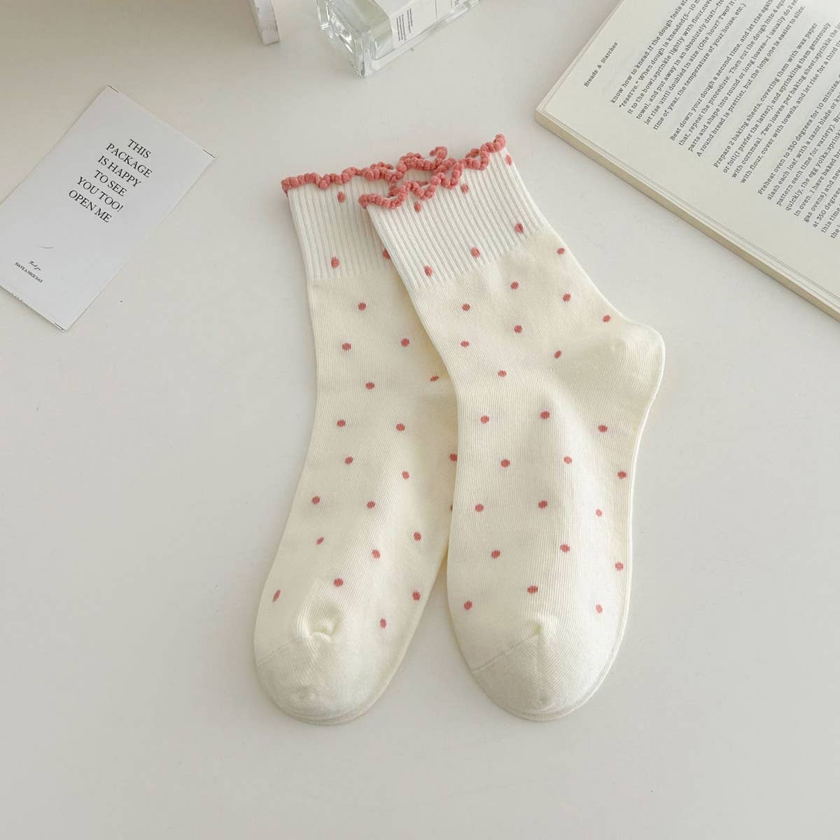 ALL MATCH NEW POLKA DOT MID CALF SOCKS_CWMS0953