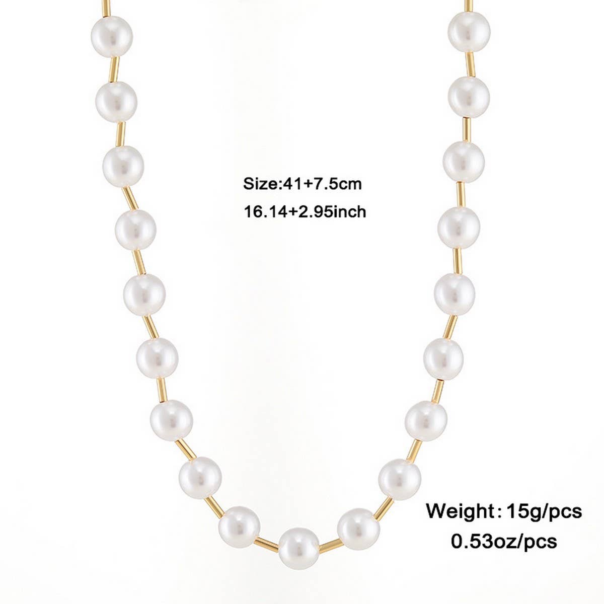 Womens All-Match Metal Pearl Elastic Necklace