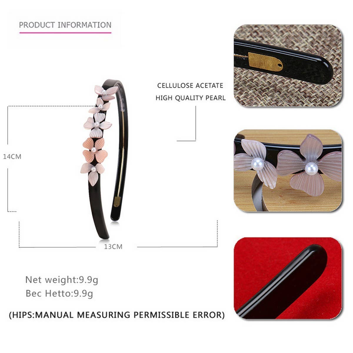 ACETATE HEADBAND SMALL FLORAL ALL MATCH HAIRPIN_CWAHA4364